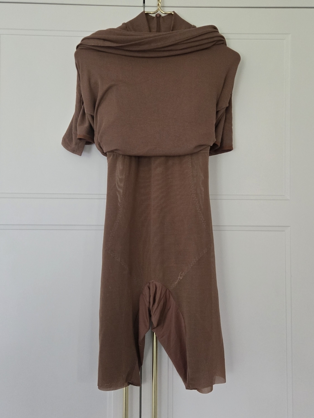 NWT Popilush Shapewear Modal Sleeveless Mock Neck Slimming Maxi Dress Brown Tan - Picture 13 of 16